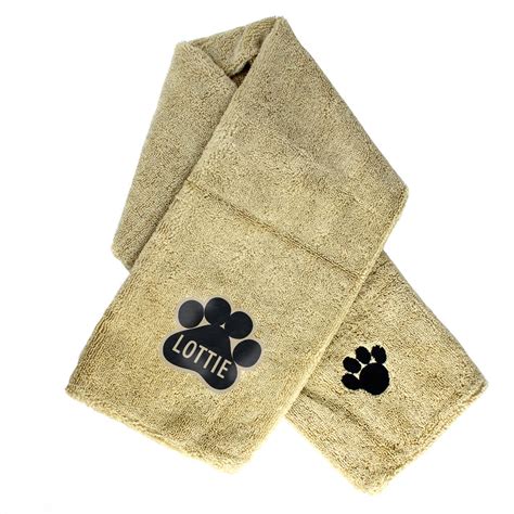 Personalised Paw Print Brown Microfiber Pet Towel By Creativity By
