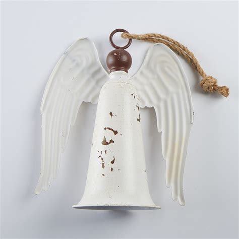 Rustic White Angel Bell Ornament Table Decor Christmas And Winter