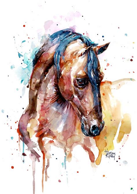 Brown Horse Print By Harrison Ripley Etsy Watercolor Horse