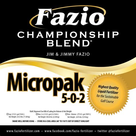 Find here potassic fertilizers, potash fertilizer manufacturers, suppliers & exporters in india. Fazio Championship Blend® Micropak 5-0-2 - Fazio Fertilizer