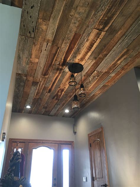 Cypress, southern pine & white pine rustic boards. Entryway rustic ceiling remodel | Barn wood walls bedroom ...