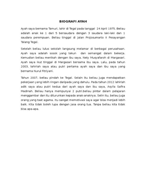 Contoh Teks Biografi Ayah Blog Soal