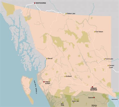 Map Of Bc Canada With Cities