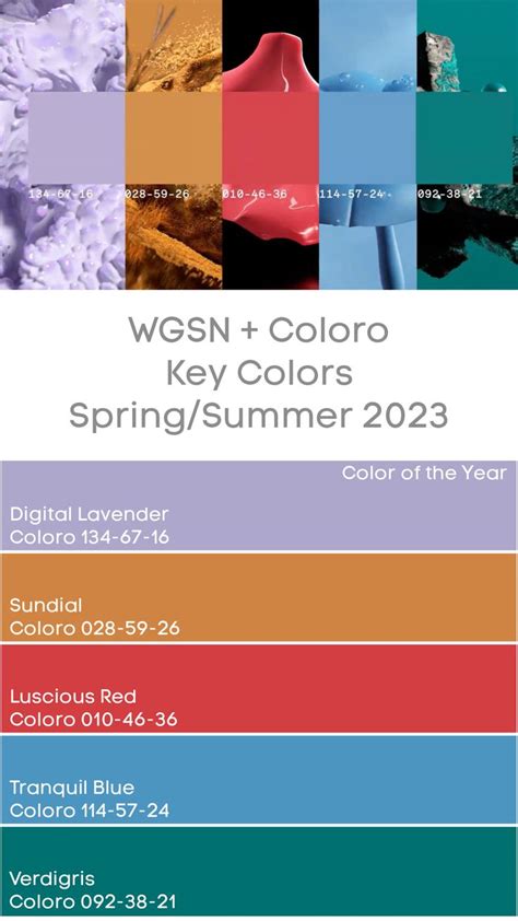 Wgsn Key Colors Ss 2023 Trends Color Wgsn Coloro In 2021 Color