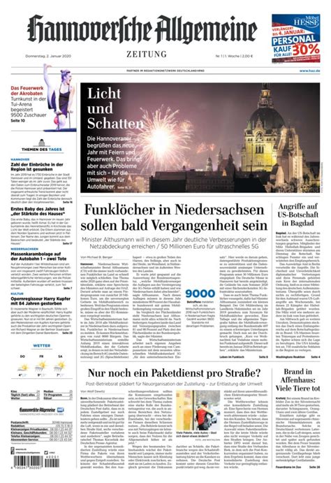 Hannoversche Allgemeine Zeitung vom 02.01.2020 - als ePaper im iKiosk lesen