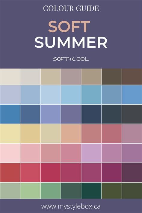 Soft Summer Colour Guide Soft Summer Colors Soft Summer Color