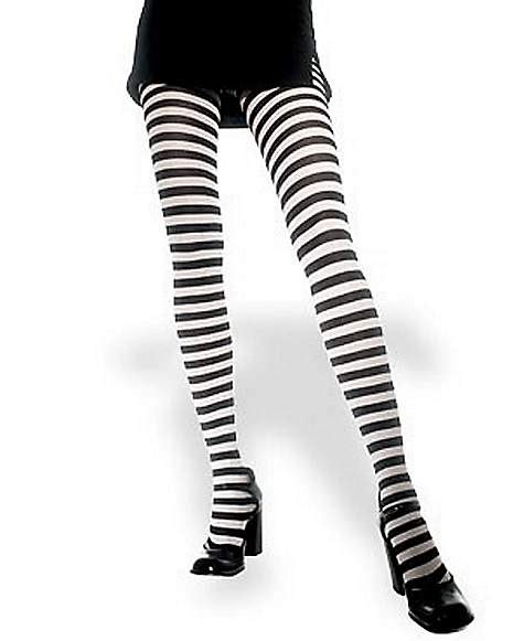 Black And White Striped Plus Size Tights