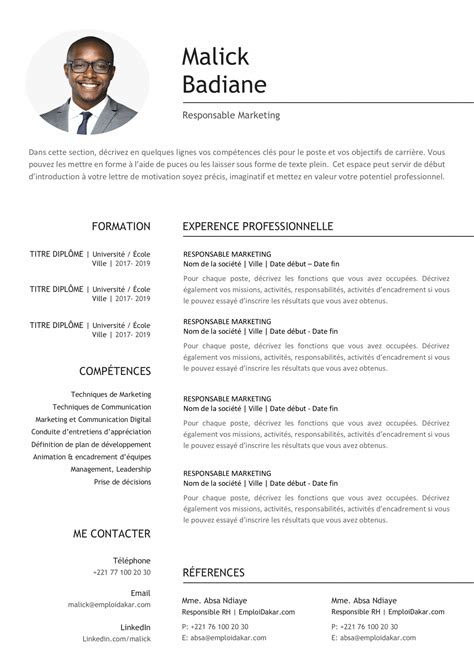 Exemple de CV Responsable Marketing (Directeur Marketing)