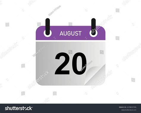 20th August Calendar Icon August 20 Calendar Royalty Free Stock