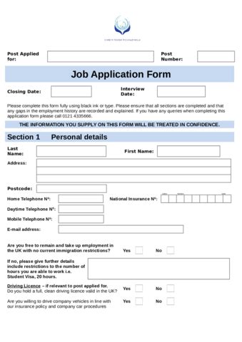 job application form template edit fill sign  handypdf