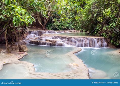 Kuang Si Falls Luang Prabang Laos Exotic Cascading Waterfalls In