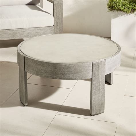 Portside Outdoor Round Concrete Coffee Table Weathered Grey West