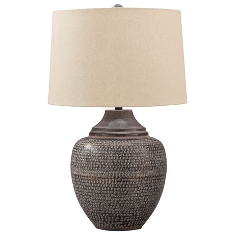 Signature Design By Ashley Lamps Casual L207404 Olinger Brown Metal Table Lamp Lindy S