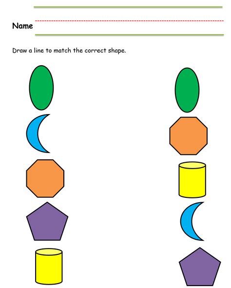 Kindergarten Worksheet Matching Shapes * Color* | Learning shapes, Shapes lessons, Shapes worksheets