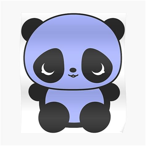 Blue Kawaii Panda Bear Poster For Sale By Meetminnie Redbubble