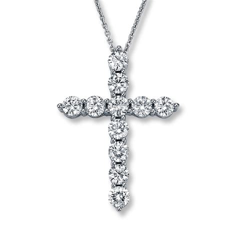Diamond Cross Necklace 2 Ct Tw Round Cut 14k White Gold Jared