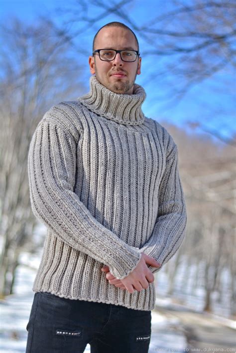 Knitted Wool Sweater Mens T Neck Ribbed Pullover In Oatmealtm54