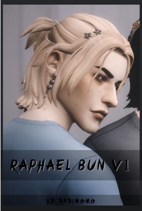 2000 Followers T ½ Raphael Bun V1 Sims 4 Hair Male Sims 4