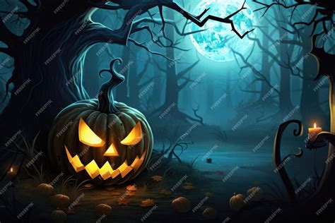 Premium Ai Image Halloween Spooky Background Scary Jack O Lantern