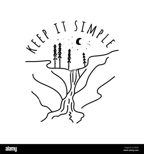 Vintage Keep It Simple Camp Logo Design Outdoor Adventure Waterfall