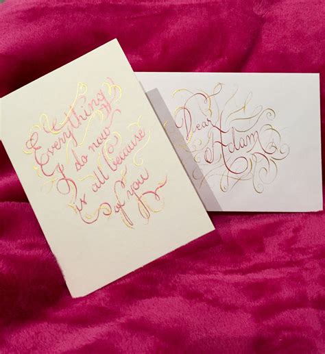 Handwritten Calligraphy Valentines Card Written And Decorated Using