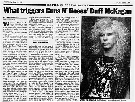 19920729 New York Daily News What Triggers Guns N Roses Duff