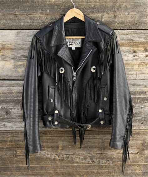 Vintage Open Road Fringe Leather Biker Jacket Tshirtslayer Tshirt And