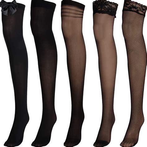 silk thigh high stocking for women lace silicone satin bow top stocking style 1 5