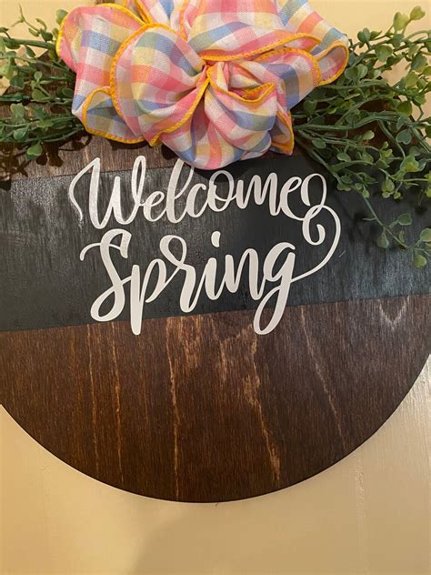 12 Welcome Spring Door Hanger Springtime Pastels Bow Etsy