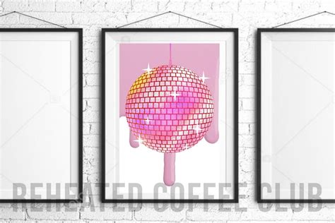 Dripping Disco Ball Print Digital Download Pink Cute Retro Etsy