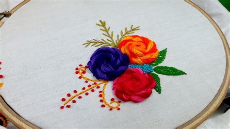 Hand Embroidery Amazing Flower Design Tricks With Multiple Thread Youtube
