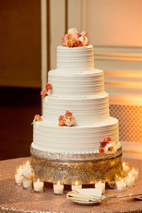Four Tier White Round Wedding Cake