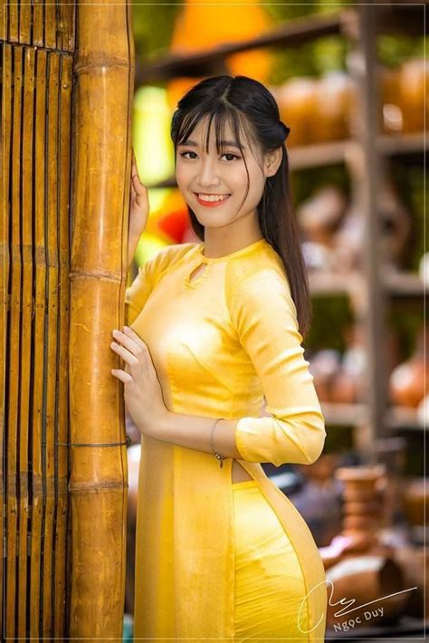 Sexy Hot Yellow Phatphatiya Rider Ao Dai Traditional Fashion