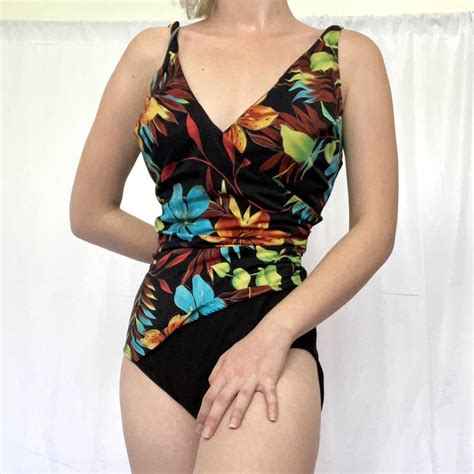 Vintage Floral Swimsuit This One Piece Swimsuit Is Depop