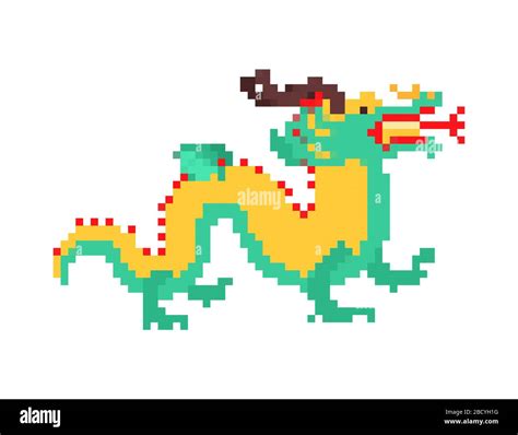 Chinese Dragon Pixel Art China Mythical Monster 8 Bit National Folk