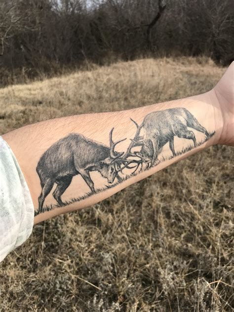Come by atomic lotus tattoo today, look at the artist's portfolios or just look around the studio. Dueling Elk Tattoo done by Chad Pelland at Altered Images ...