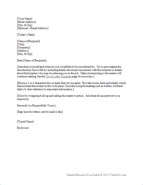 Start your resume without spending a dime with any of the following downloadable templates. Resume Cover Letter Template for Word | Sample Cover Letters