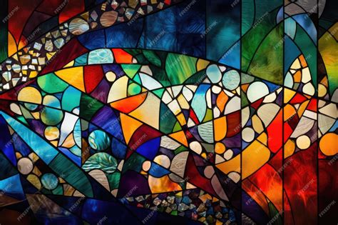 Premium Ai Image Abstract Stained Glass Window Design Featuring A