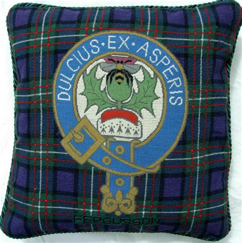 Fergusson Tartan Cushion Cover Needlepoint Tapestry Scotland Clan