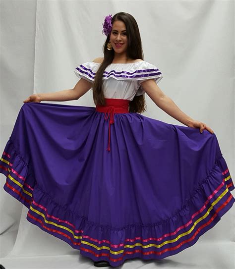 Folklorico Practice Skirt With Ribbons Olveritas Village Mexican Inspired Dress