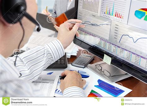 Analyzing Data On Computer Stock Images - Image: 24505414