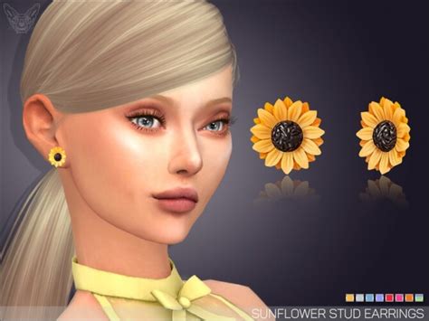 Sunflower Stud Earrings By Feyona At Tsr Sims Updates