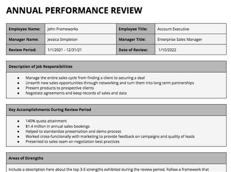 Annual Performance Review Template Growth Business Templates