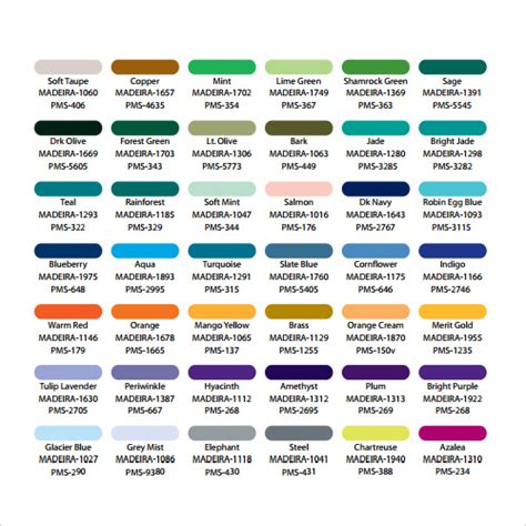 Pms Paint Color Chart