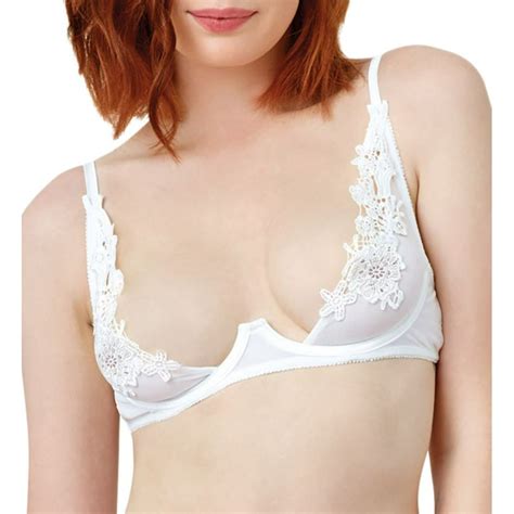 dreamgirl women s dreamgirl 10495 venice lace trim open cup shelf bra white 34