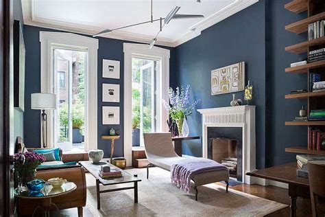 dekorasi interior ruang tamu  warna cat biru kumpulan desain