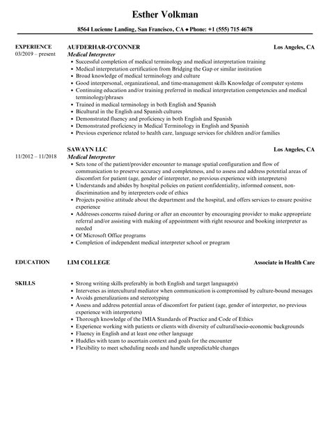 Interpreter Resume Sample Louiesportsmouth Com Resume - vrogue.co