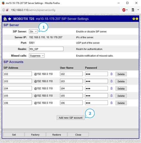 Set Up The Mobotix T24t25 Sip Server Archive I3 Pro And Server