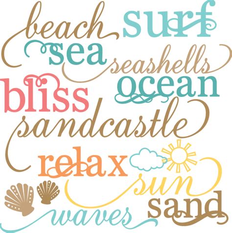 Beach Words Set SVG cut files beach svg files sun svg cuts free svgs