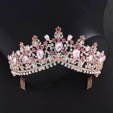 Rose Gold Bridal Tiara Wedding Crown With Comb Red Bridal Etsy